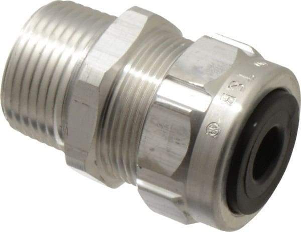 Thomas & Betts - 1/8 to 3/8" Cable Capacity, Liquidtight, Straight Strain Relief Cord Grip - 3/4 Thread, 1-25/32" Long, Aluminum - Apex Tool & Supply