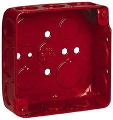 Thomas & Betts - 2 Gang, (17) 1/2 & 3/4" Knockouts, Steel Square Fire Alarm Box - 4" Overall Height x 4" Overall Width x 1-1/2" Overall Depth - Apex Tool & Supply