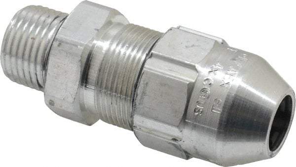 Thomas & Betts - 1/4 to 0.4" Cable Capacity, Class 1, Gas & Vapor Environments, Straight Strain Relief Cord Grip - 1/2 NPT Thread, Aluminum - Apex Tool & Supply