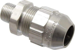 Thomas & Betts - 0.66 to 0.78" Cable Capacity, Class 1, Gas & Vapor Environments, Straight Strain Relief Cord Grip - 1/2 NPT Thread, Aluminum - Apex Tool & Supply