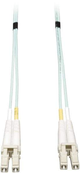 Tripp-Lite - 100' Long, LC/LC Head, Multimode Fiber Optic Cable - Aqua, Use with LAN - Apex Tool & Supply