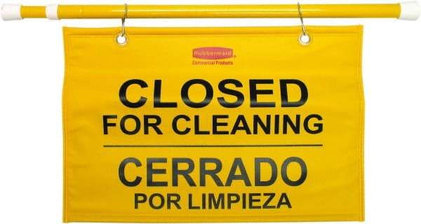 Rubbermaid - "Closed for Cleaning/Cerrado Por Limpieza", 13" Long, Pressure-Sensitive Vinyl Safety Sign - Rectangle, Use for Accident Prevention - Apex Tool & Supply