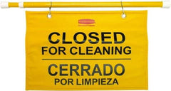 Rubbermaid - "Closed for Cleaning/Cerrado Por Limpieza", 13" Long, Pressure-Sensitive Vinyl Safety Sign - Rectangle, Use for Accident Prevention - Apex Tool & Supply