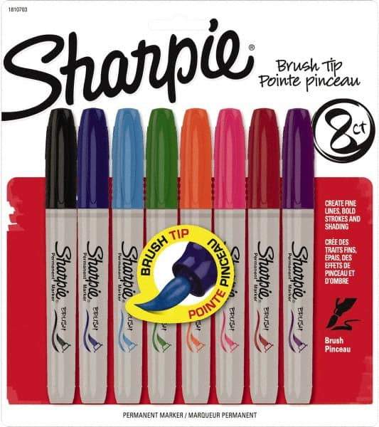 Sharpie - Assorted Colors Permanent Marker - Brush Felt Tip, AP Nontoxic Ink - Apex Tool & Supply
