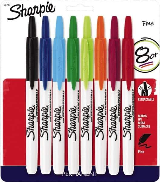 Sharpie - Assorted Colors, Permanent Marker - Retractable Fine Tip, AP Nontoxic Ink - Apex Tool & Supply