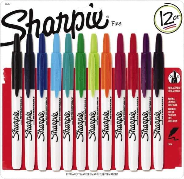 Sharpie - Assorted Colors, Permanent Marker - Retractable Fine Tip, AP Nontoxic Ink - Apex Tool & Supply
