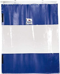 TMI, LLC - 24' Door Width x 10' Door Height PVC Solid with Vision Panel (Style) Industrial Curtain Kit - Blue/Clear - Apex Tool & Supply