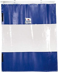 TMI, LLC - 12' Door Width x 10' Door Height PVC Solid with Vision Panel (Style) Industrial Curtain Kit - Blue/Clear - Apex Tool & Supply