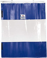 TMI, LLC - 12' Door Width x 8' Door Height PVC Solid with Vision Panel (Style) Industrial Curtain Kit - Blue/Clear - Apex Tool & Supply