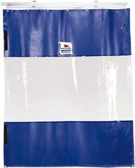 TMI, LLC - 6' Door Width x 12' Door Height PVC Solid with Vision Panel (Style) Industrial Curtain Kit - Blue/Clear - Apex Tool & Supply