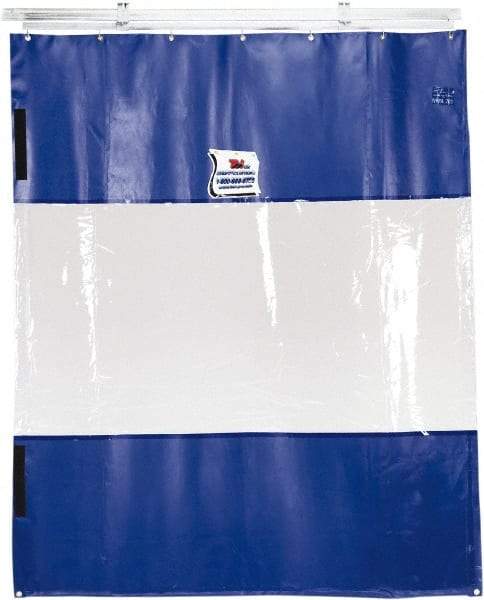 TMI, LLC - 6' Door Width x 10' Door Height PVC Solid with Vision Panel (Style) Industrial Curtain Kit - Blue/Clear - Apex Tool & Supply