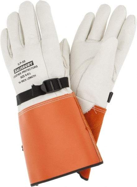 Salisbury by Honeywell - Class 0, Size L (8), 14" Long, Cowhide Leather Protector - Tan/Orange - Apex Tool & Supply