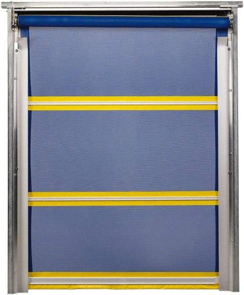 TMI, LLC - 8' Door Width x 8' Door Height PVC Mesh Bug Screen & In-Tube Motorized (Style) Roll Up Dock Screen - Blue/Yellow - Apex Tool & Supply