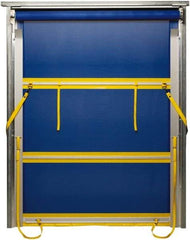 TMI, LLC - 10' Door Width x 10' Door Height PVC Mesh Bug Screen & Spring Loaded Manuel (Style) Roll Up Dock Screen - Blue/Yellow - Apex Tool & Supply