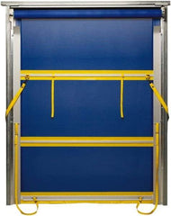 TMI, LLC - 10' Door Width x 12' Door Height PVC Mesh Bug Screen & Spring Loaded Manuel (Style) Roll Up Dock Screen - Blue/Yellow - Apex Tool & Supply