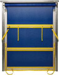 TMI, LLC - 8' Door Width x 10' Door Height PVC Mesh Bug Screen & Spring Loaded Manuel (Style) Roll Up Dock Screen - Blue/Yellow - Apex Tool & Supply