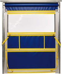 TMI, LLC - 10' Door Width x 10' Door Height PVC Solid with Vision Panel & Spring Loaded Manual (Style) Roll Up Dock Screen - Blue/Yellow/Clear - Apex Tool & Supply