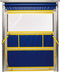 TMI, LLC - 8' Door Width x 8' Door Height PVC Solid with Vision Panel & Spring Loaded Manual (Style) Roll Up Dock Screen - Blue/Yellow/Clear - Apex Tool & Supply