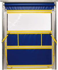 TMI, LLC - 6' Door Width x 8' Door Height PVC Solid with Vision Panel & Spring Loaded Manual (Style) Roll Up Dock Screen - Blue/Yellow/Clear - Apex Tool & Supply