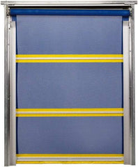 TMI, LLC - 10' Door Width x 12' Door Height PVC Mesh Bug Screen & In-Tube Motorized (Style) Roll Up Dock Screen - Blue/Yellow - Apex Tool & Supply