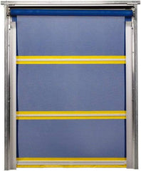 TMI, LLC - 10' Door Width x 10' Door Height PVC Mesh Bug Screen & In-Tube Motorized (Style) Roll Up Dock Screen - Blue/Yellow - Apex Tool & Supply
