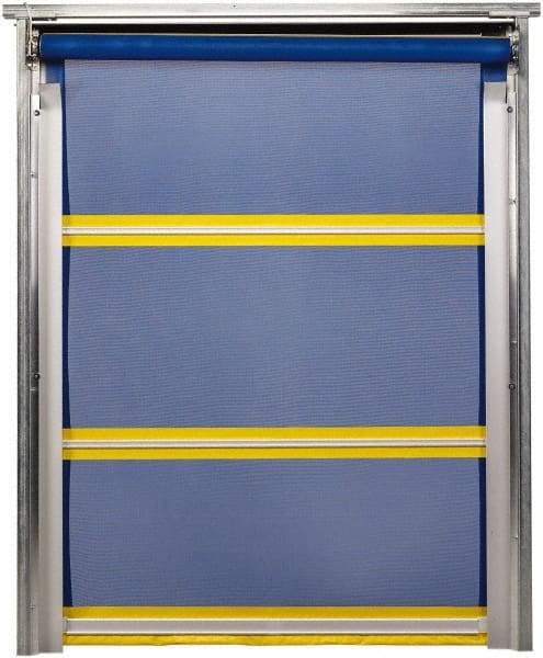 TMI, LLC - 8' Door Width x 10' Door Height PVC Mesh Bug Screen & In-Tube Motorized (Style) Roll Up Dock Screen - Blue/Yellow - Apex Tool & Supply