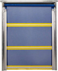 TMI, LLC - 8' Door Width x 10' Door Height PVC Mesh Bug Screen & In-Tube Motorized (Style) Roll Up Dock Screen - Blue/Yellow - Apex Tool & Supply