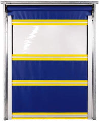 TMI, LLC - 12' Door Width x 12' Door Height PVC Solid with Vision Panel & In-Tube Motorized (Style) Roll Up Dock Screen - Blue/Yellow/Clear - Apex Tool & Supply