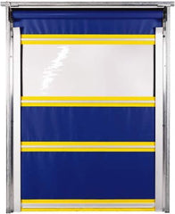 TMI, LLC - 10' Door Width x 12' Door Height PVC Solid with Vision Panel & In-Tube Motorized (Style) Roll Up Dock Screen - Blue/Yellow/Clear - Apex Tool & Supply