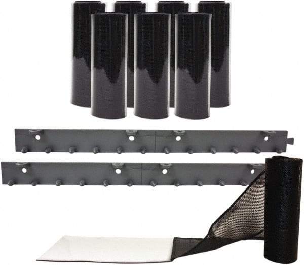 Aleco - 4' Door Width x 7' Door Height Vinyl Front Base Strip (Style) Mesh Insect Barrier - Black Top & Clear Bottom - Apex Tool & Supply