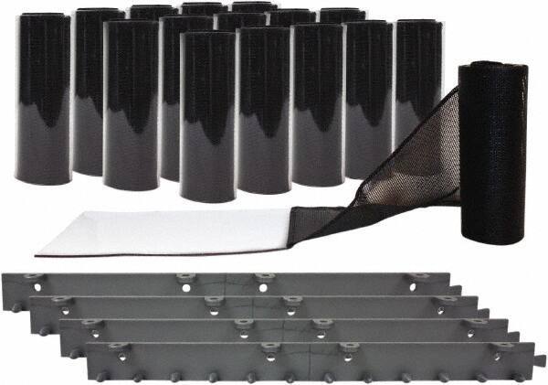 Aleco - 8' Door Width x 8' Door Height Vinyl Smooth Mesh Insect Barrier - Black Top & Clear Bottom - Apex Tool & Supply