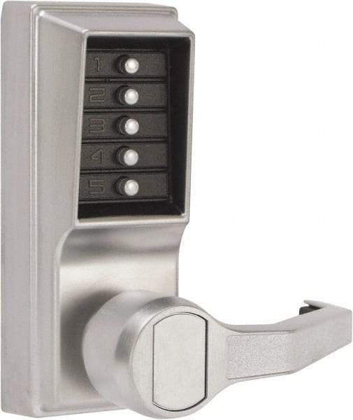 Kaba Access - Combination Entry Lever Lockset - 2-3/4" Back Set, Nonkey Override Cylinder, Zamak3, Satin Chrome Finish - Apex Tool & Supply