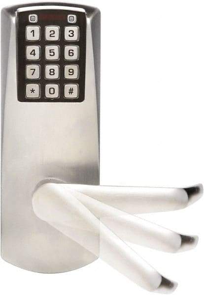 Kaba Access - Self Powered Lever Lockset for 1-3/8 to 2-1/4" Thick Doors - 2-3/4" Back Set, Nonkey Override Cylinder, Satin Chrome Finish - Apex Tool & Supply