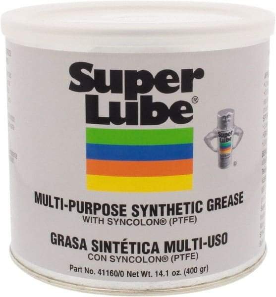 Synco Chemical - 14.1 oz Canister Synthetic Lubricant w/PTFE General Purpose Grease - Translucent White, Food Grade, 450°F Max Temp, NLGIG 0, - Apex Tool & Supply