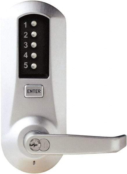 Kaba Access - Combination Entry Lever Lockset with Key Override - 2-3/4" Back Set, No Cylinder, Zamak3, Satin Chrome Finish - Apex Tool & Supply