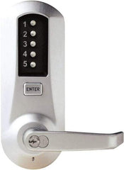 Kaba Access - Combination Entry Lever Lockset with Key Override - 2-3/4" Back Set, No Cylinder, Zamak3, Satin Chrome Finish - Apex Tool & Supply