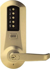 Kaba Access - Pushbutton Lock with Interchangeable Core Lever Lockset for 1-3/4 to 2-1/4" Thick Doors - 2-3/4" Back Set, 6 or 7 Pin Length Best & Compatible (Core Not Included) Cylinder, Satin Brass Finish - Apex Tool & Supply