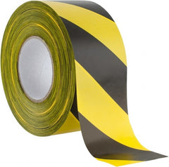 PRO-SAFE - 1000 Ft. Long x 3 Inch Wide Roll, Polyethylene, Black and Yellow, Barricade and Flagging Tape - Apex Tool & Supply