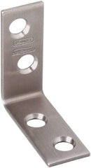 National Mfg. - 1-1/2" Long x 5/8" Wide, Stainless Steel, Corner Brace - Stainless Steel Coated - Apex Tool & Supply