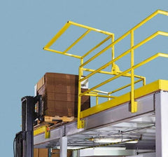 FabEnCo - Powder Coated Carbon Steel Rail Safety Gate - Fits 113W x 42H" Clear Opening, 1-1/2" Wide x 80" Door Height, 244 Lb, Yellow - Apex Tool & Supply