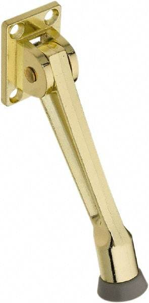 National Mfg. - 5" Projection Kickdown Door Stop - Screw Mount, Brass Finish - Apex Tool & Supply