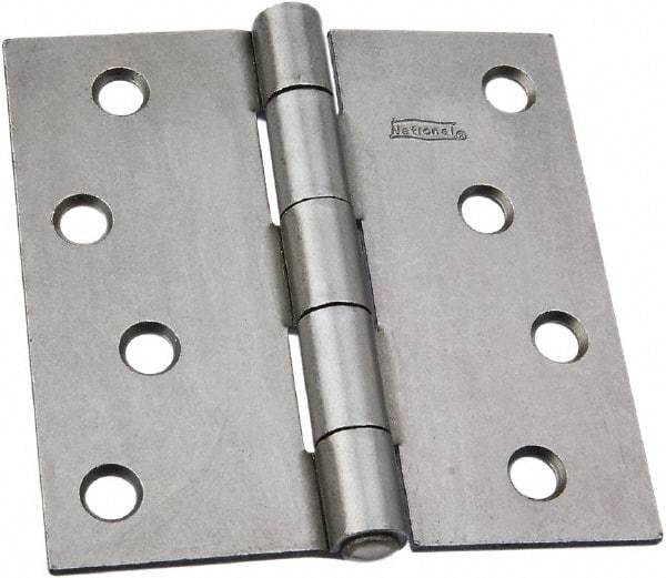 National Mfg. - 4" Wide x 4" High, Steel, Square Corner Residential Hinge - Zinc Plated - Apex Tool & Supply