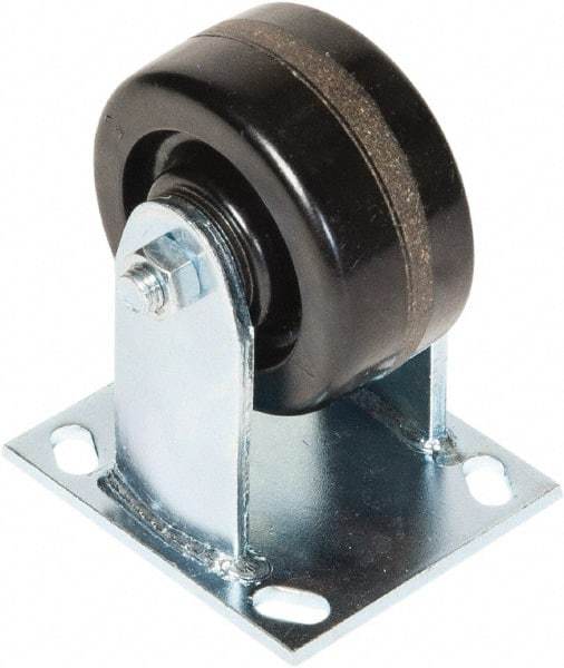 Greenlee - 4" Diam x 2" Wide x 5-5/8" OAH Top Plate Mount Rigid Caster - Phenolic, 800 Lb Capacity, 4 x 4-1/2" Plate - Apex Tool & Supply