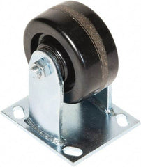 Greenlee - 4" Diam x 2" Wide x 5-5/8" OAH Top Plate Mount Rigid Caster - Phenolic, 800 Lb Capacity, 4 x 4-1/2" Plate - Apex Tool & Supply