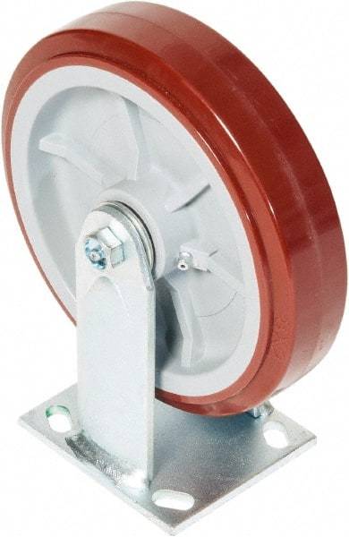Greenlee - 8" Diam x 2" Wide x 9-1/2" OAH Top Plate Mount Rigid Caster - Polyurethane over Polyolefin, 900 Lb Capacity, 2-3/4 x 3-1/2" Plate - Apex Tool & Supply