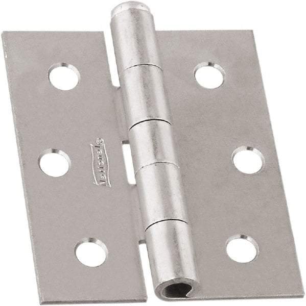 National Mfg. - 3" Long x 2-1/2" Wide, Non-Spring/Non Self-Closing Hinge - Steel, Zinc Plated Finish - Apex Tool & Supply