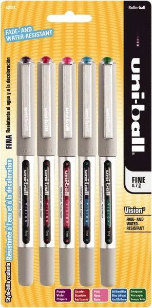 Uni-Ball - Roller Ball 0.7mm Stick Pen - Brilliant Blue, Evergreen, Pink, Purple & Red - Apex Tool & Supply