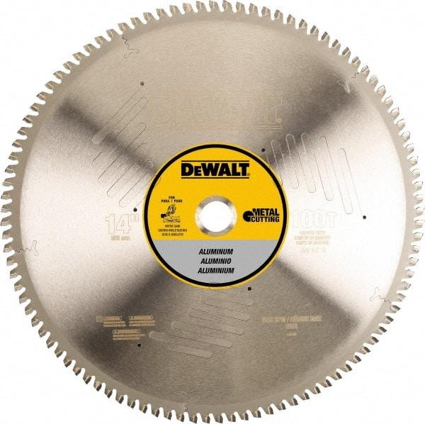 DeWALT - 14" Diam, 1" Arbor Hole Diam, 100 Tooth Wet & Dry Cut Saw Blade - Steel, Crosscutting Action, Standard Round Arbor - Apex Tool & Supply