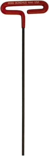 Bondhus - 4mm Hex, T-Handle Cushion Grip, Hex Key - 246mm OAL, Metric System of Measurement - Apex Tool & Supply