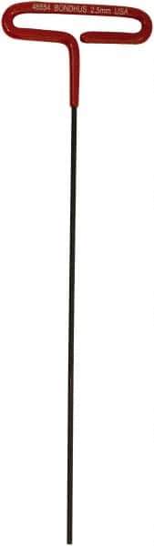 Bondhus - 2.5mm Hex, T-Handle Cushion Grip, Hex Key - 243mm OAL, Metric System of Measurement - Apex Tool & Supply